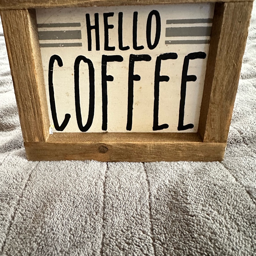 Wooden Hello Coffee Sign